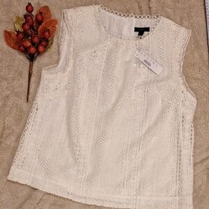 J. Crew Ivory Lace Sleeveless Blouse